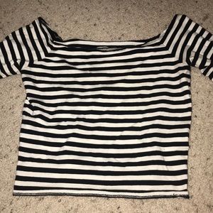 striped off shoulder top